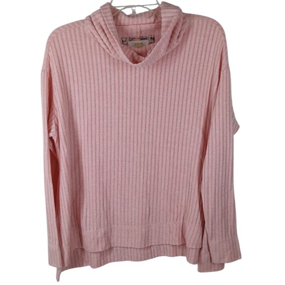 Anthropologie Maeve Ribbed Knit Cowl Neck Oversized Sweater Blush Pink Size XS - Picture 2 of 8